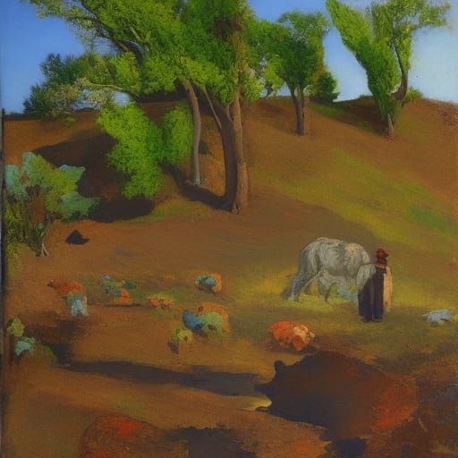 Surrealistic Landscape with Drunken Gods and Veal Wagon