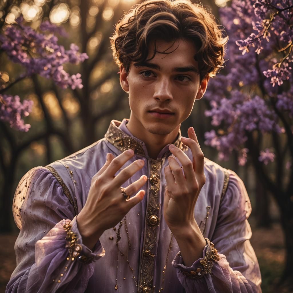 Young Man's Elegant Portrayal in Cinematic Style