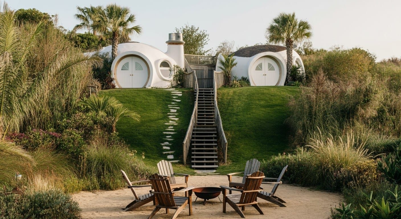 Whimsical Hobbit-Style Home Amidst Lush Garden Oasis