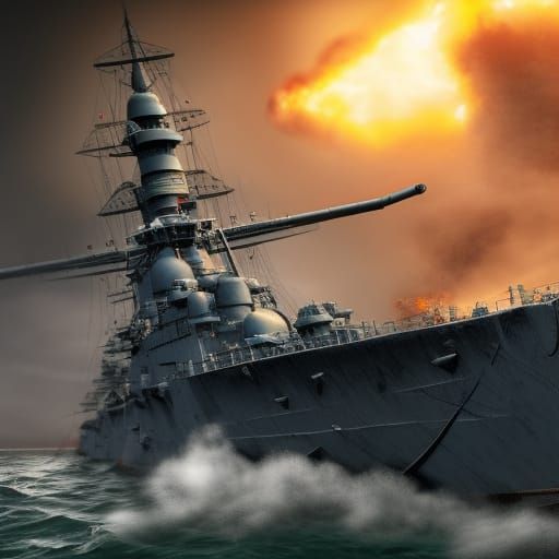 Battleship in Cinematic Warfare Scene