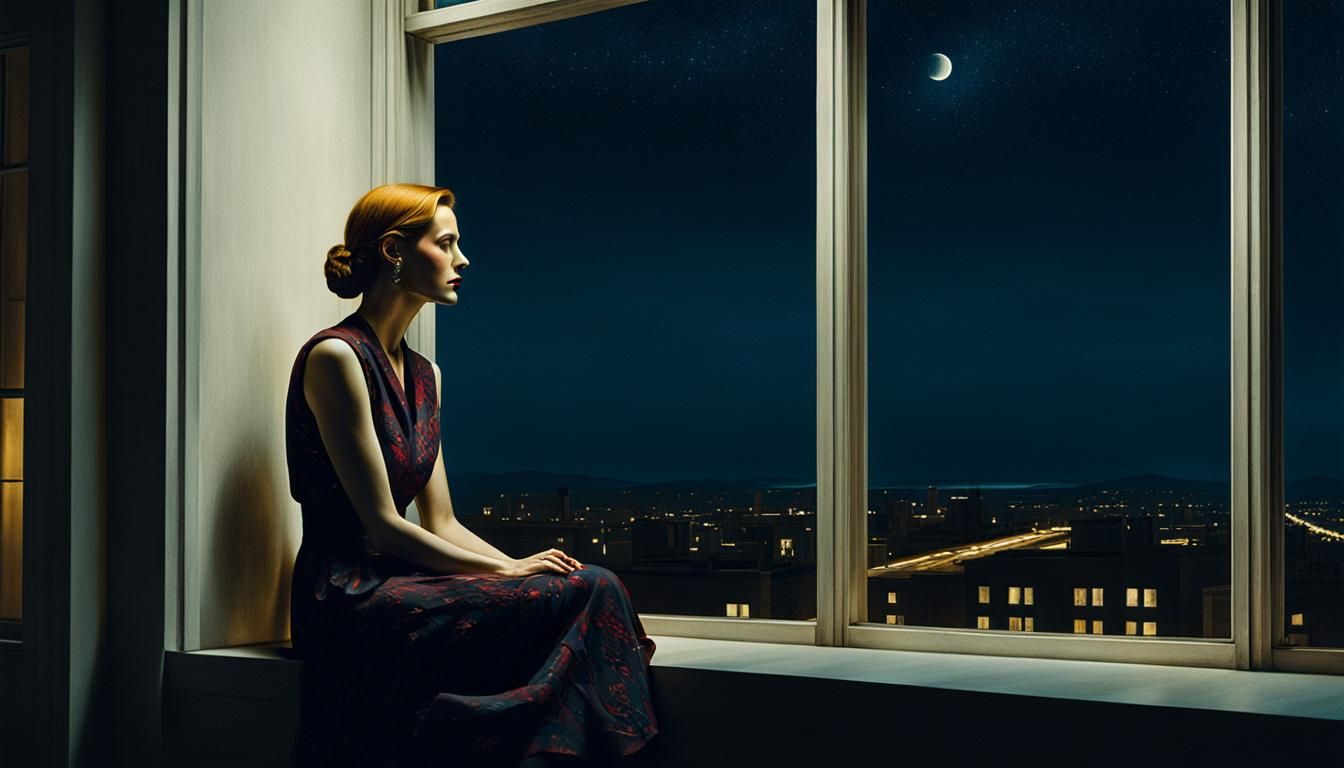 Elegant Woman Lost in City Night