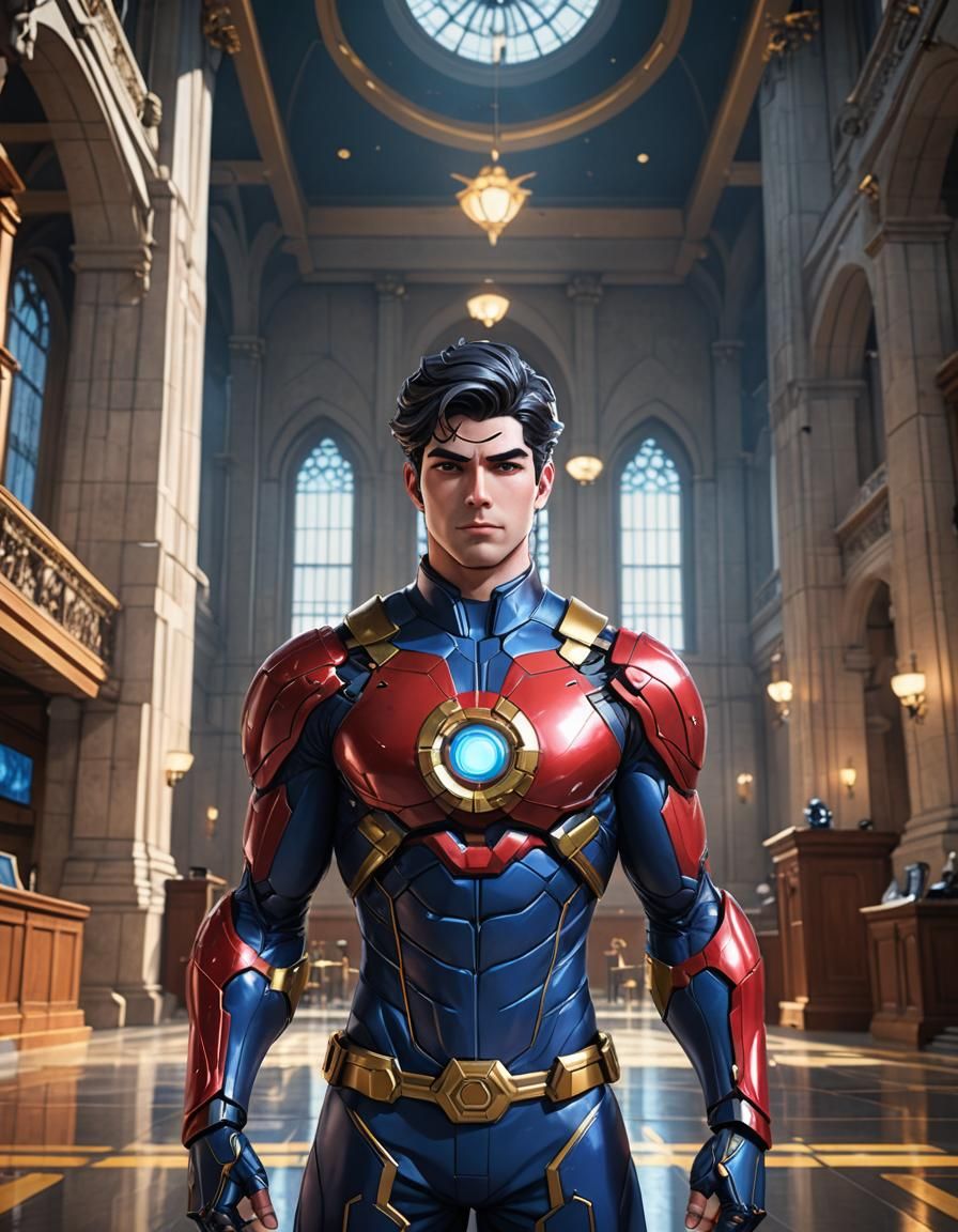 The Atom Heroically Stands in the Hall of Justice in Vibrant...