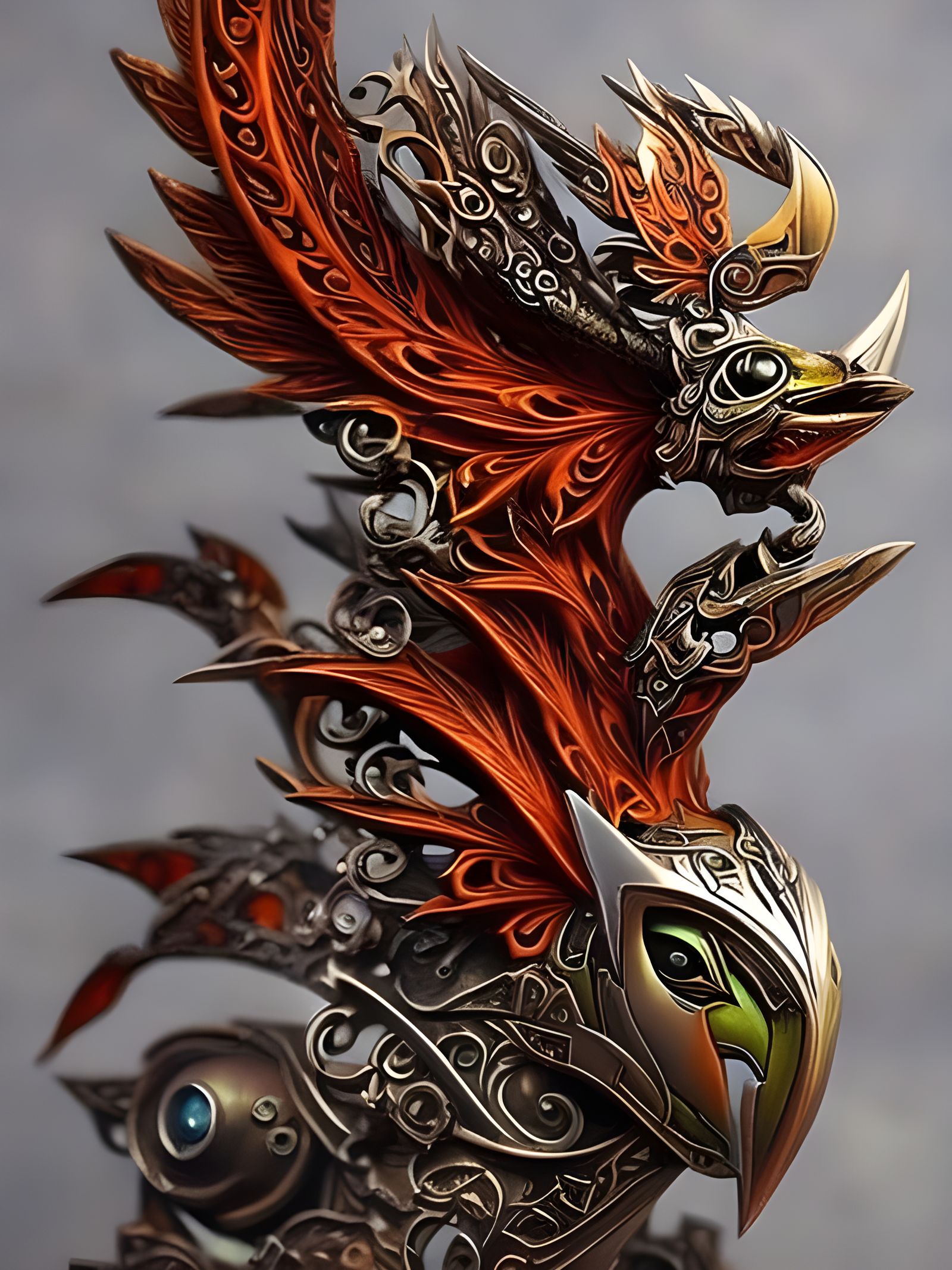 Cyberpunk Steampunk Phoenix in Vivid Colors
