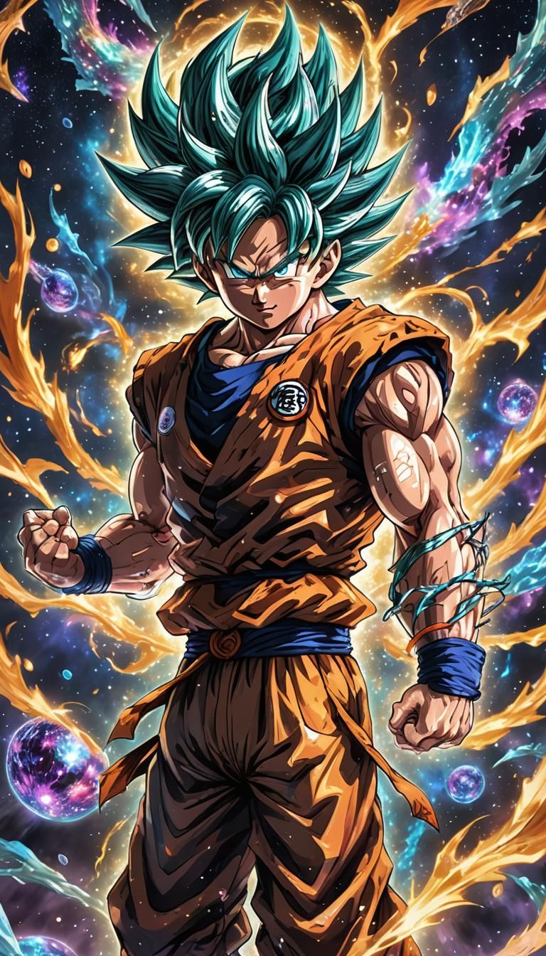 Ethereal Goku Warrior Transcends Reality in Holographic Twil...