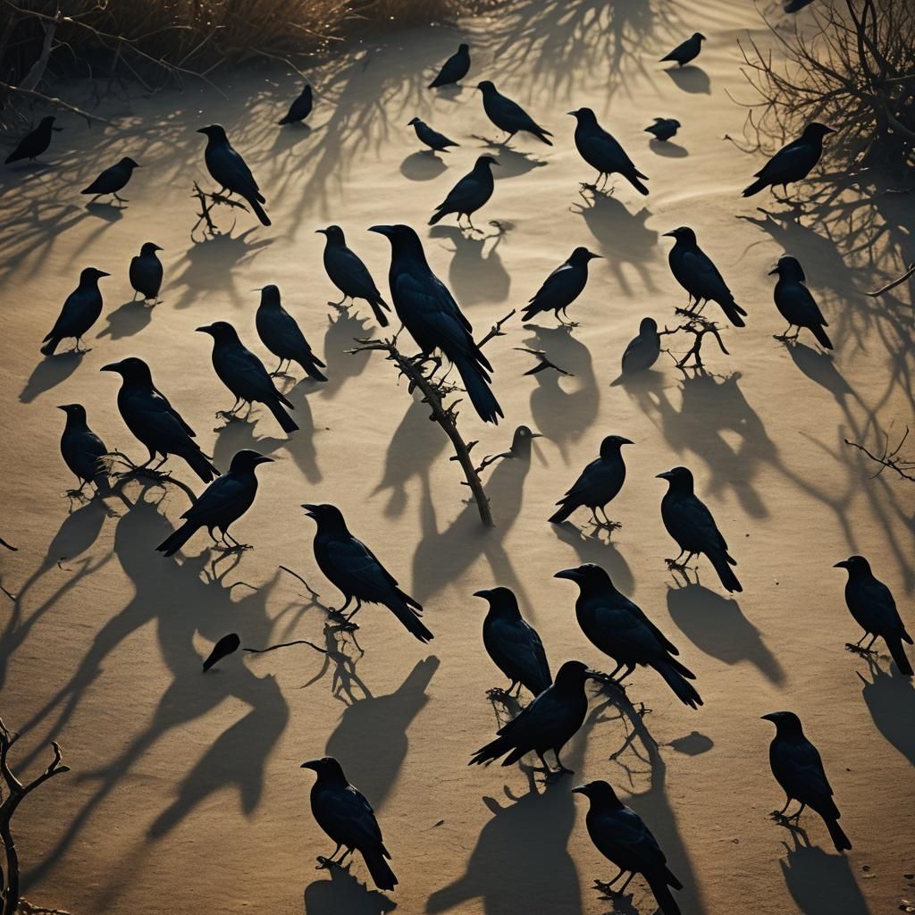 Mystical Crows in Dali-Inspired Surrealism