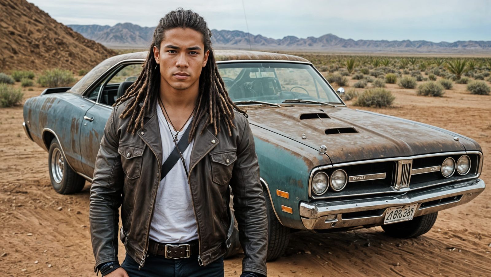 Post-Apocalyptic Hero and Charger in Anime Style