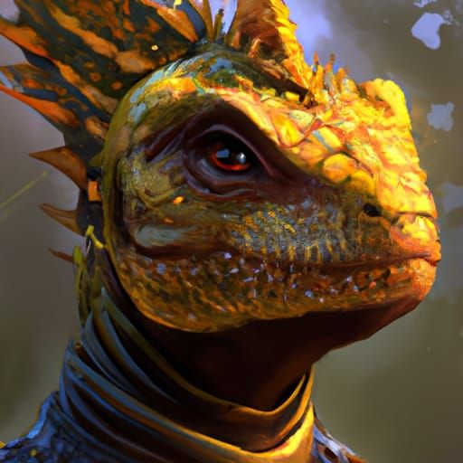 Lizard Warrior Portrait in Fantasy Art Style