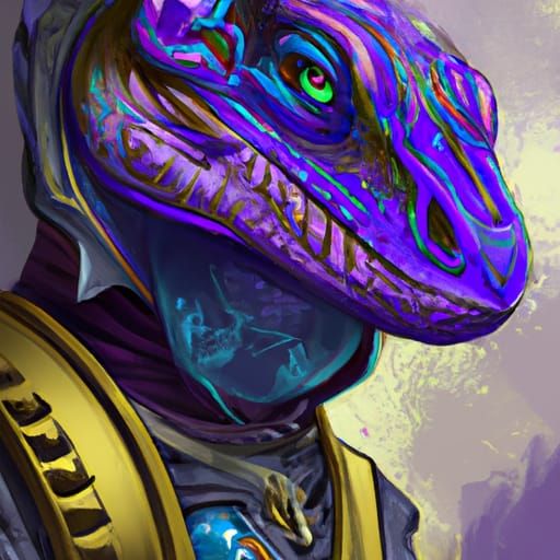Lizard Warrior Portrait in Hyperdetailed Digital Art