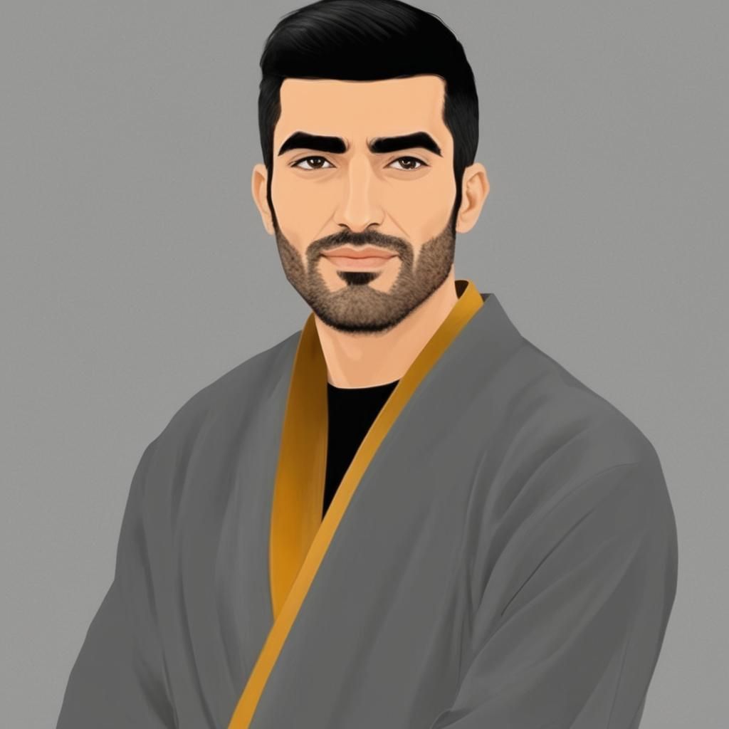 Elegant Arab Man in Black Velvet Robe