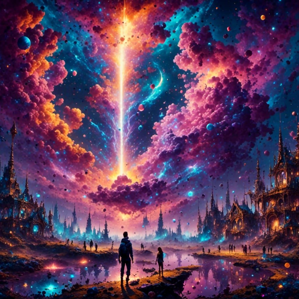 Surreal Cosmic Bloom in Vibrant Purple