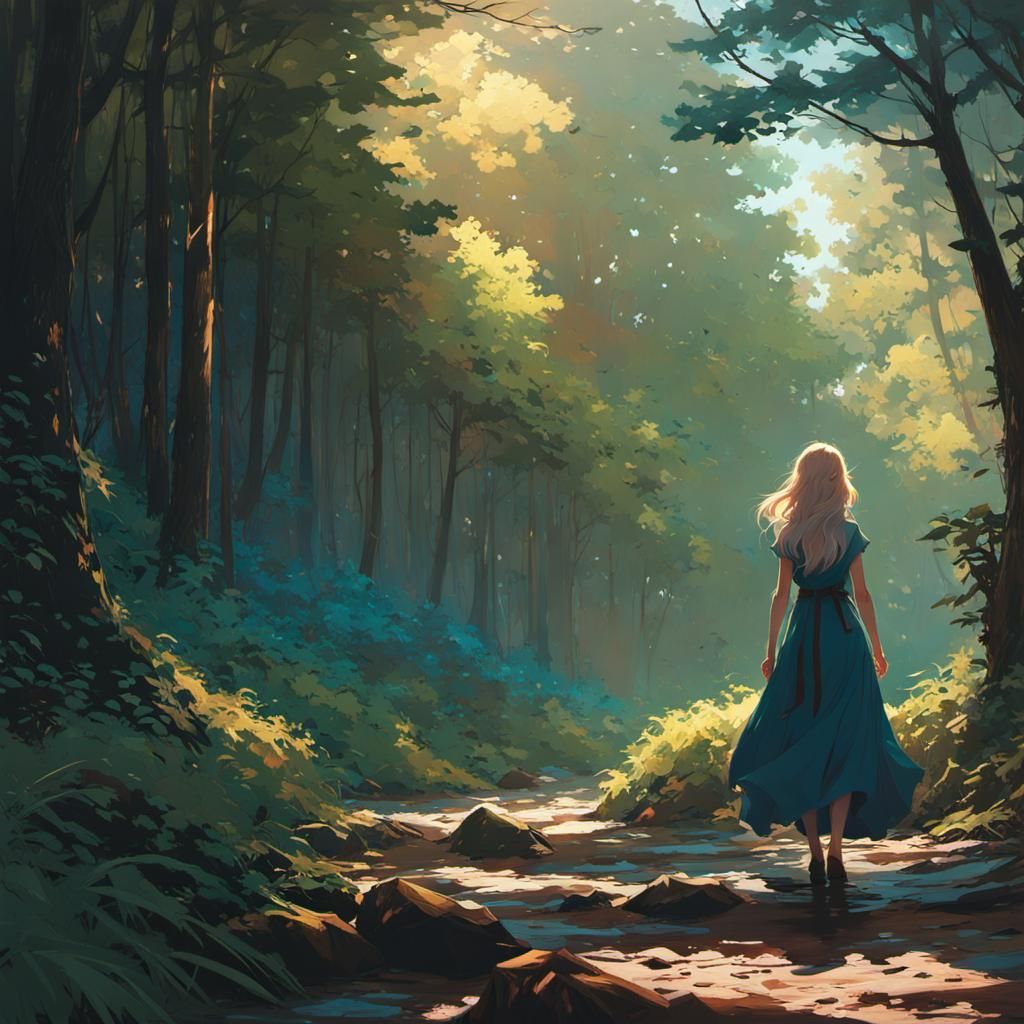Exquisite Anime-Inspired Portrait of a Woman Embracing Sunse...