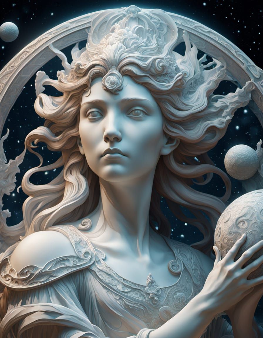 Art Nouveau Sculptor Carves Asteroid Into Celestial Goddess