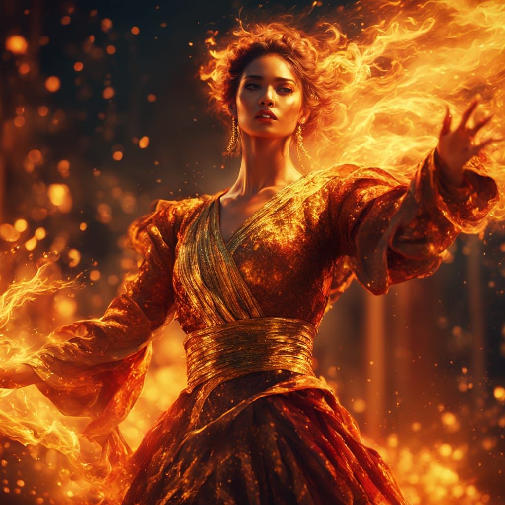 beautiful women in fire dress