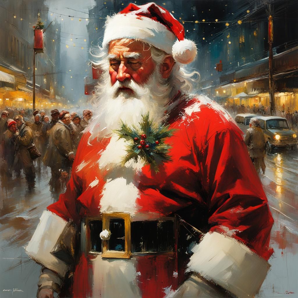 Surreal City Christmas Miracle in Oil on Canvas