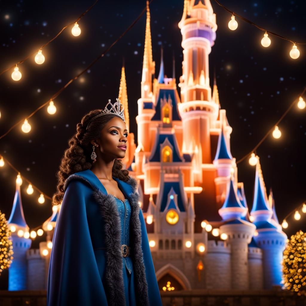 Enchanted Christmas Princess in Front of Magic Kingdom Castl...