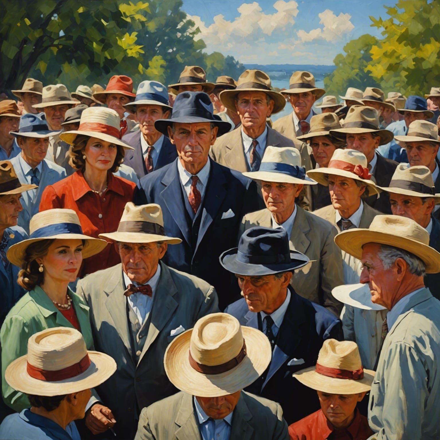 Hats in Whimsical Oil Painting Style