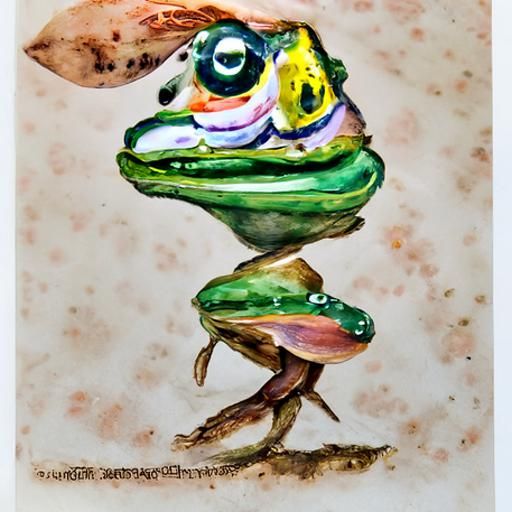Vibrant Watercolor Frog in a Lush Environment