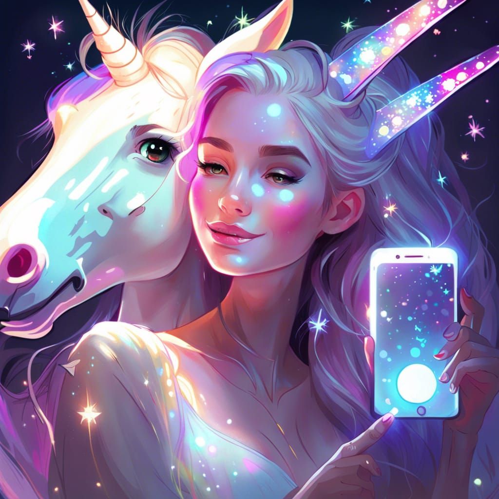 Enchanting Fairy Selfie with Unicorn in Whimsical Splendor