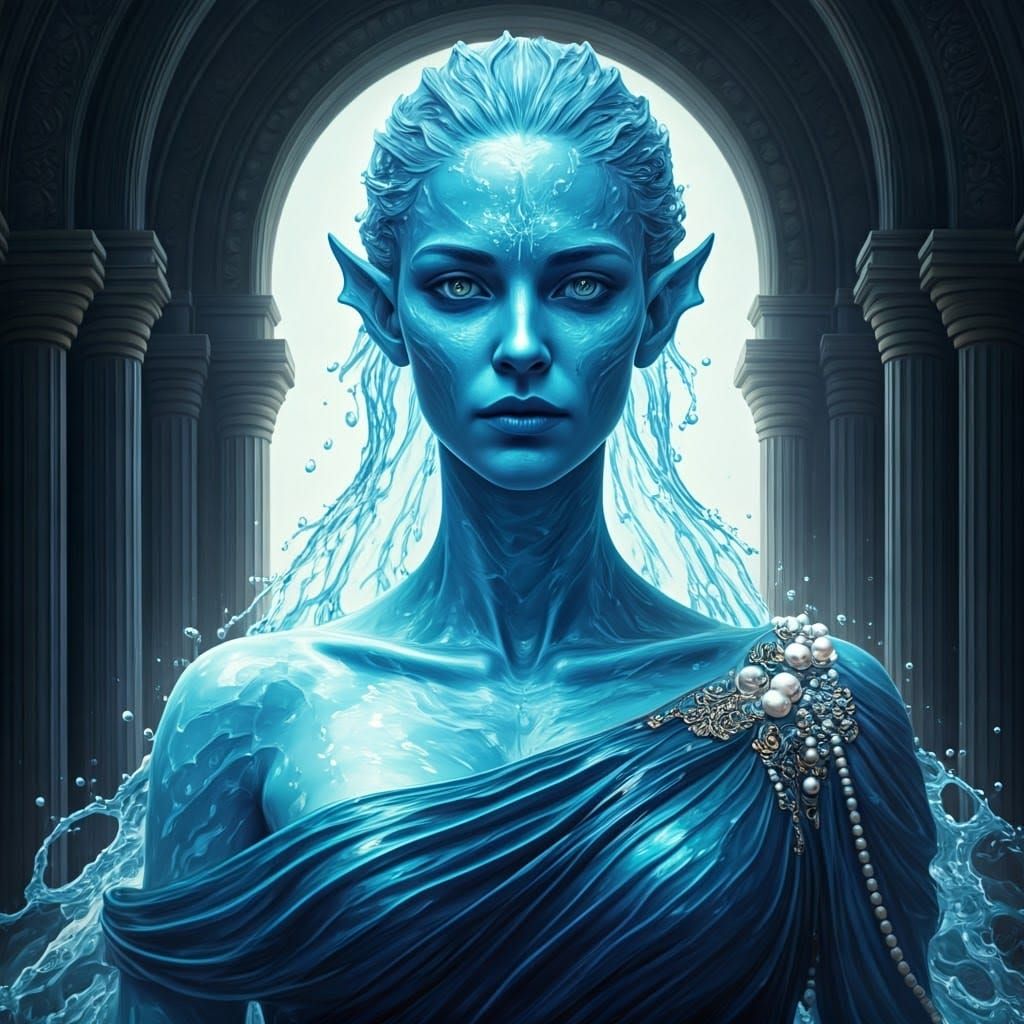 Goddess of the Deep: Ethereal Water Nymph in Opulent Attire