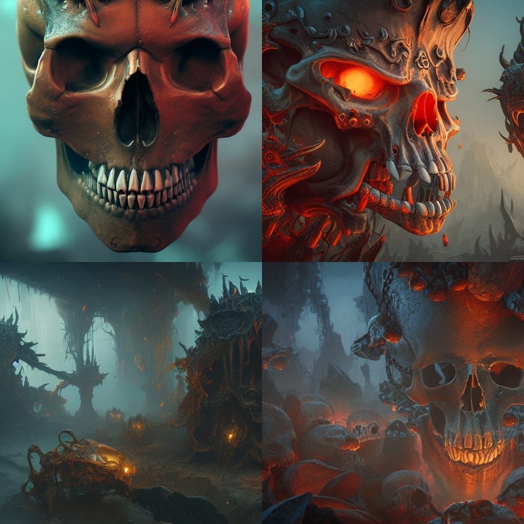 Fantastical Skulls in Deep, Intricate Detail