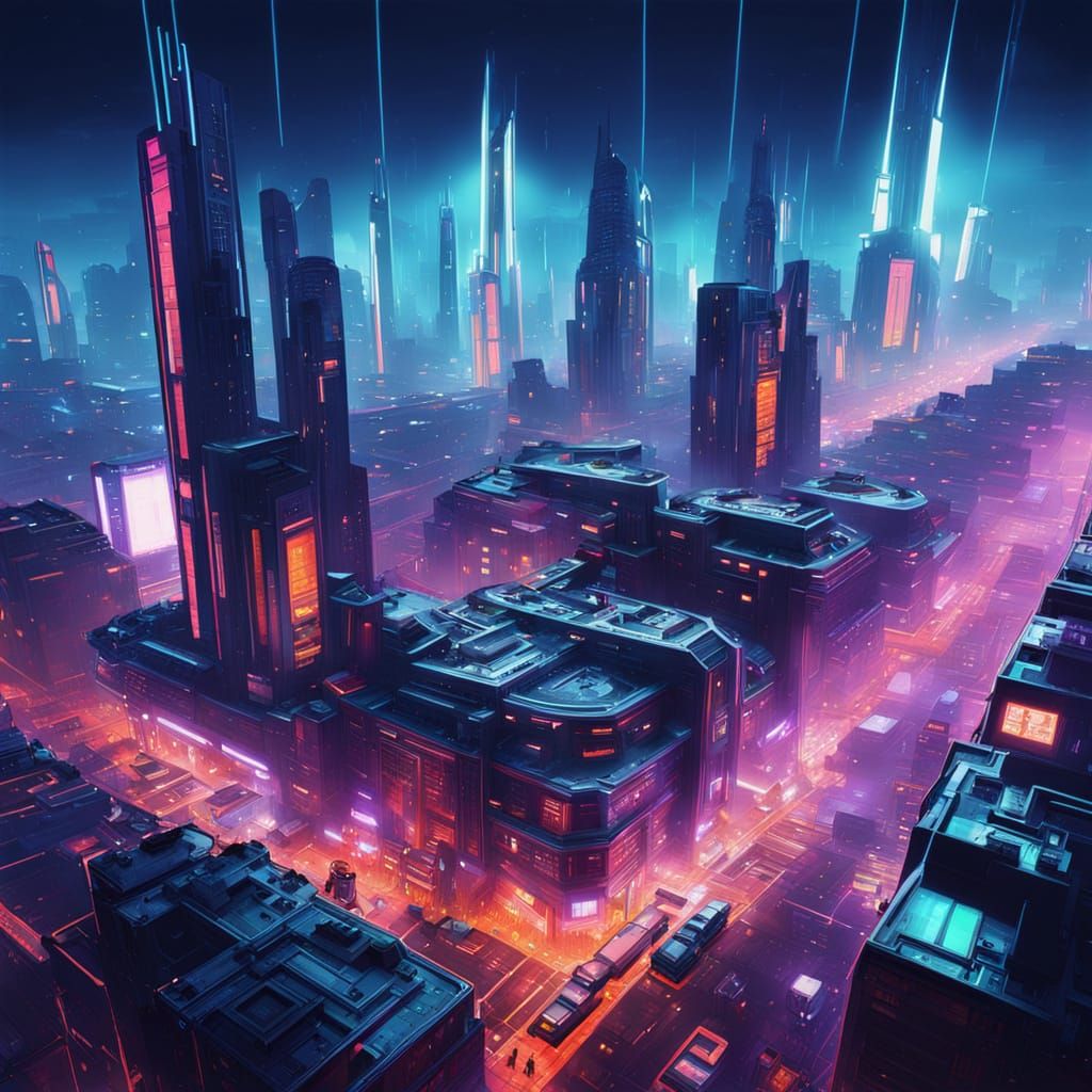 Futuristic Art Deco Cityscape in Syd Mead Style