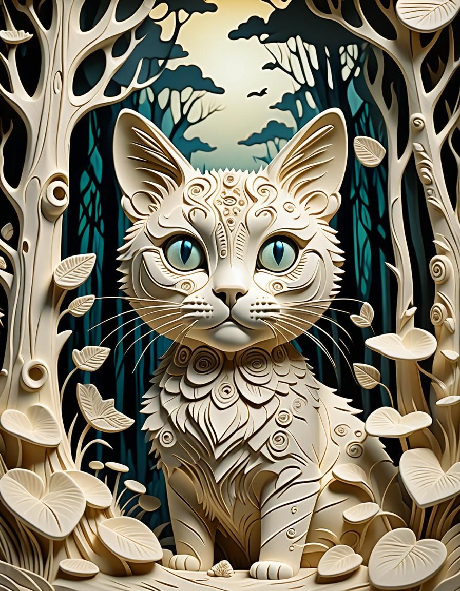 Surreal High Relief Forest Scene in Imperial Colors