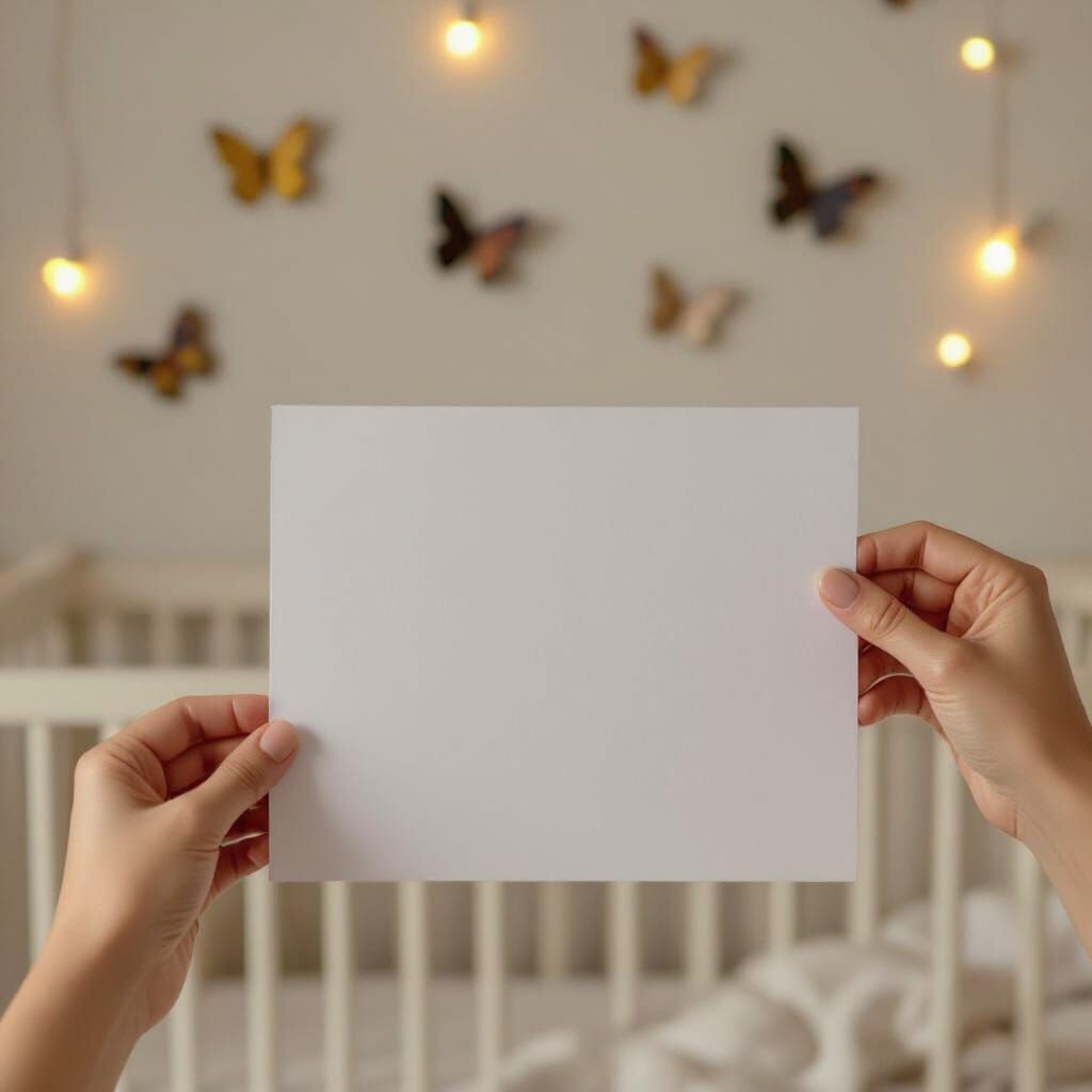 Realistic Woman's Hand Holding Paper in Baby Room