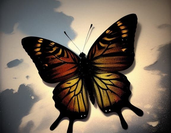 Phosphorescent Butterfly in Nihilistic Ore Oil Painting