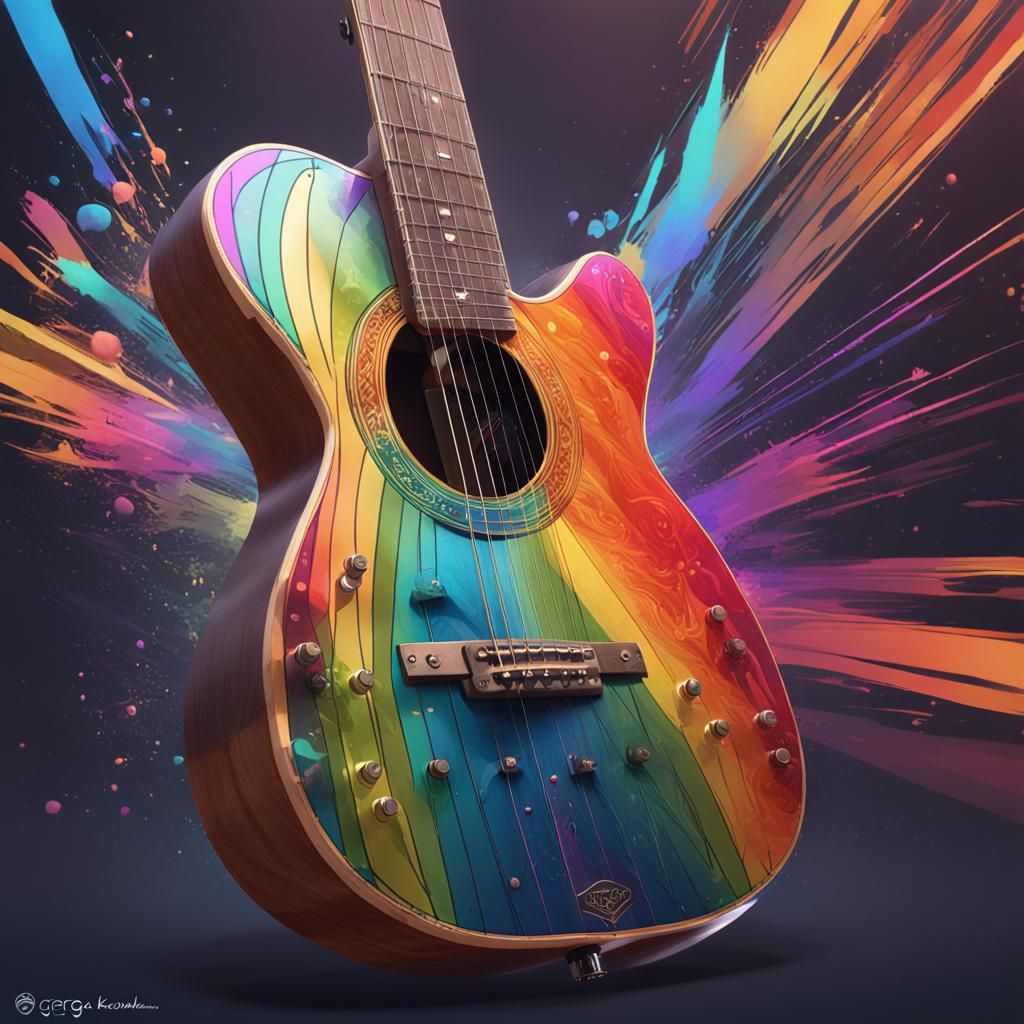 Electric Dreamcatcher Guitar in Vibrant Triadic Colors