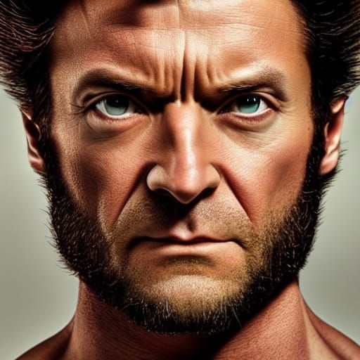 Wolverine's Intense Close-Up Portrait in X-Men Style