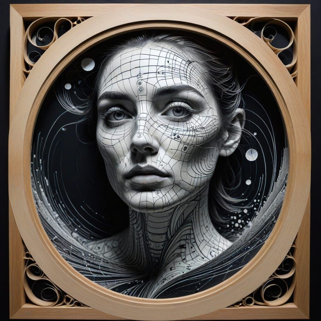 Provocative Woman in Garden with Droste Effect