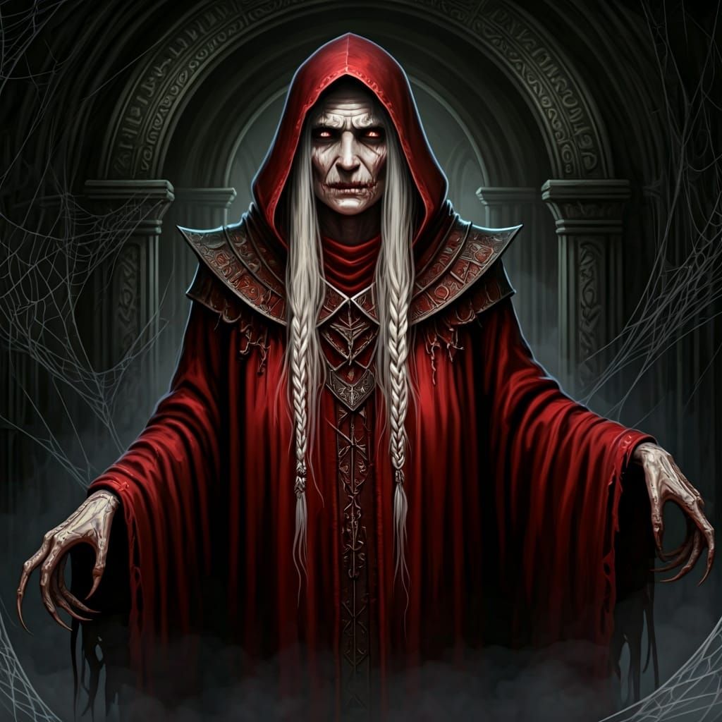 Forgotten Drow Goddess: Scarlet Matron in Dark Fantasy Portr...