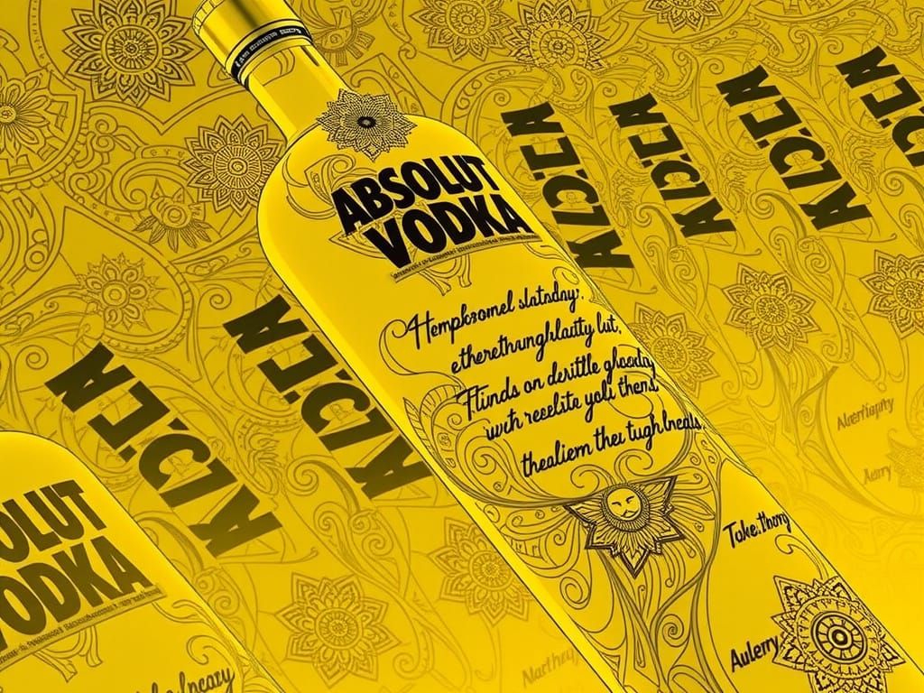 Absolut Vodka Bottle with Zentangle Art