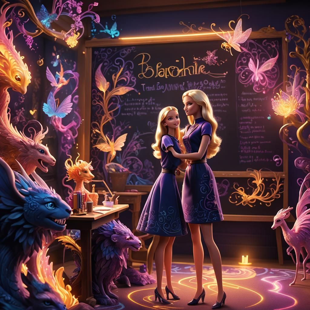 Ethereal Teacher in a Whimsical Fantasy Classroom