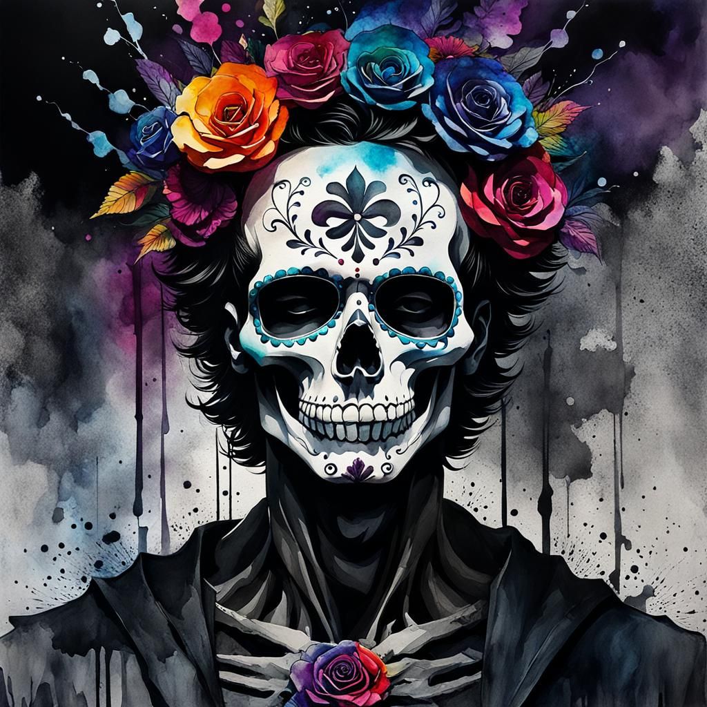 Colorful Shadow Man Emerge from Dark Despair