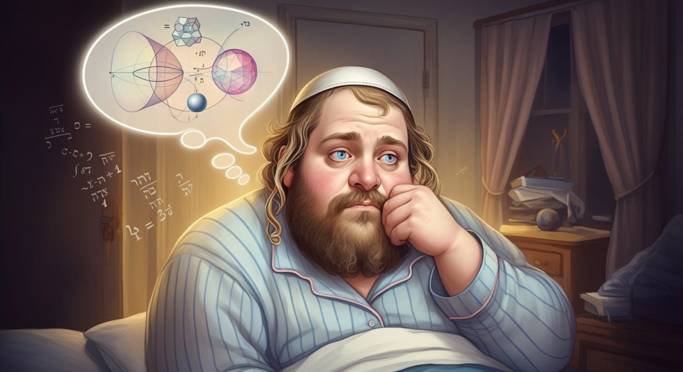 A Contemplative Hasidic Scholar Surrounded by Harmonious Geo...