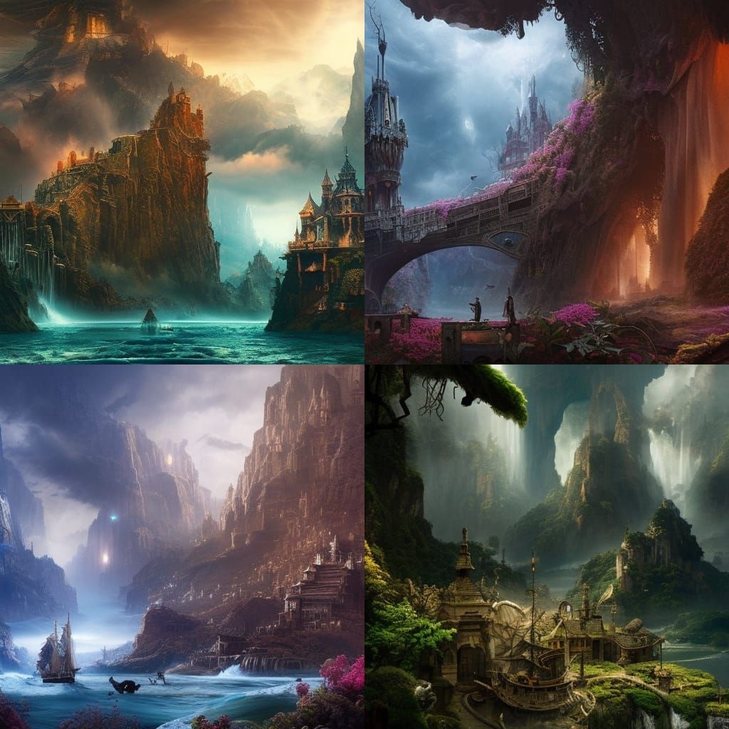 Epic Digital Castle in a Maximalist Cinematic Style