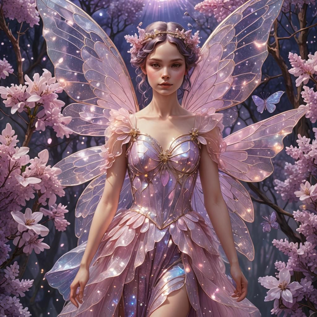 Fairy in Ethereal Lilac Garden