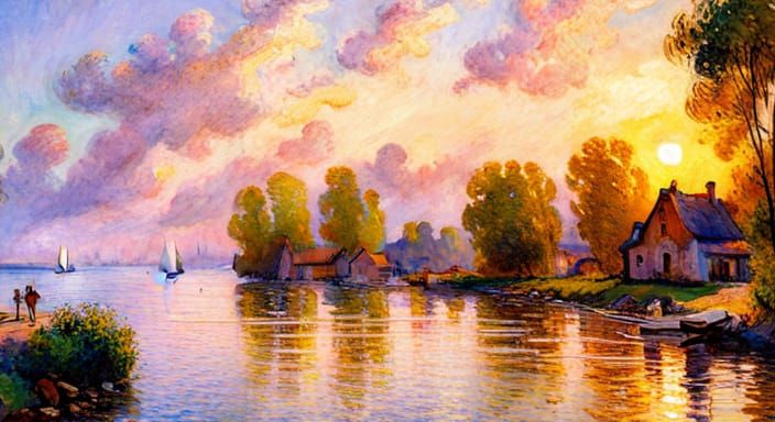Impressionist Fantasy Island Landscape