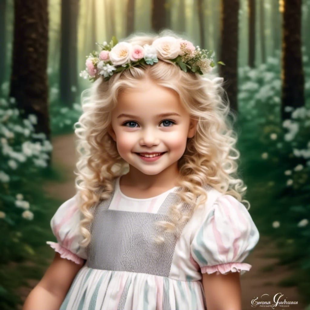 Little Girl in Prairie Dress Rides Horse with Loyal Wolf Com...