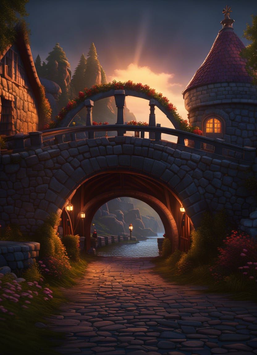 Epic Fantasy Bridge in a Vibrant, Cinematic World