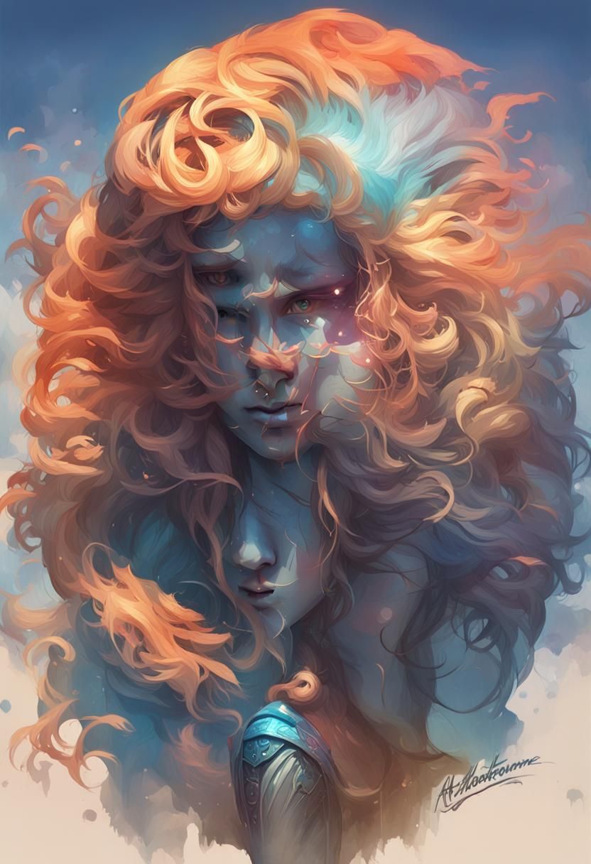 Ethereal Portrait in Vibrant Triadic Colors