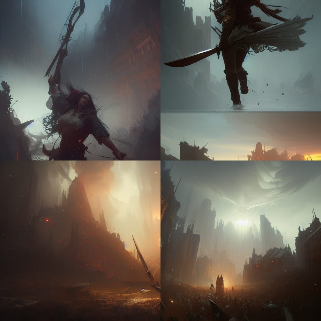 Dark Fantasy Tomahawk Concept Art in Vibrant Purple and Yell...