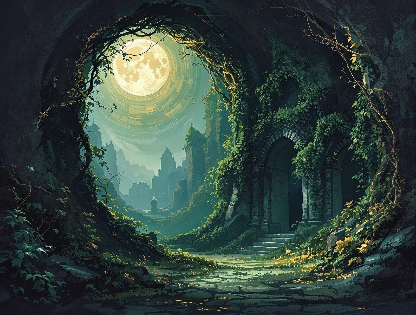 Ethereal Valley of Lost Legends in Digital Oil Painting
