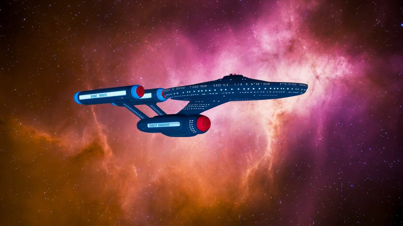 Epic Science Fiction Starship in Cosmic Nebula