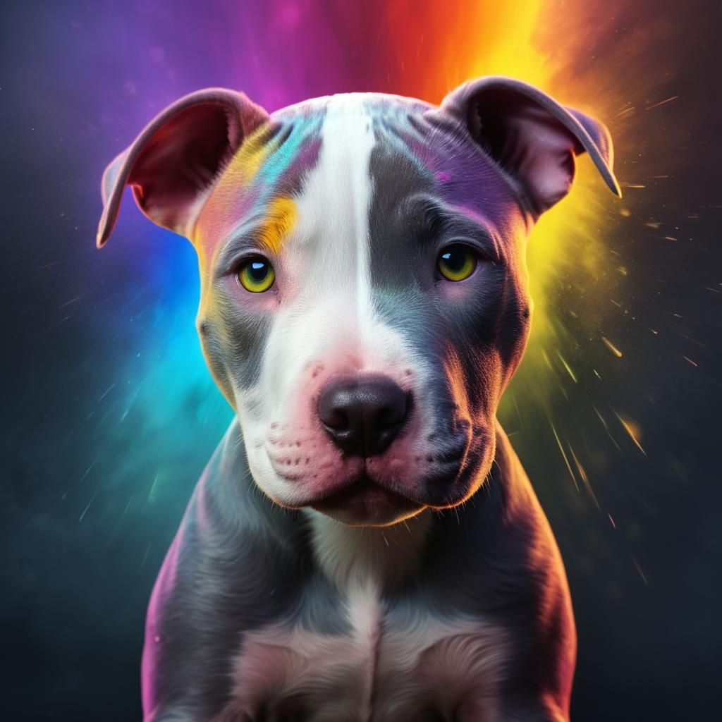 Rainbow Pitbull Terrier Puppy Captured in Epic Cinematic Det...