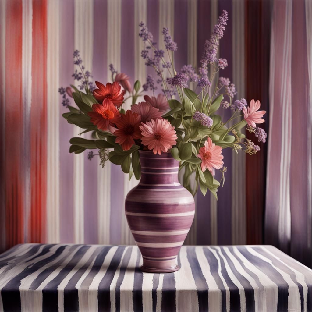 Blooms in a Vase: A Vibrant Ink Wash Masterpiece