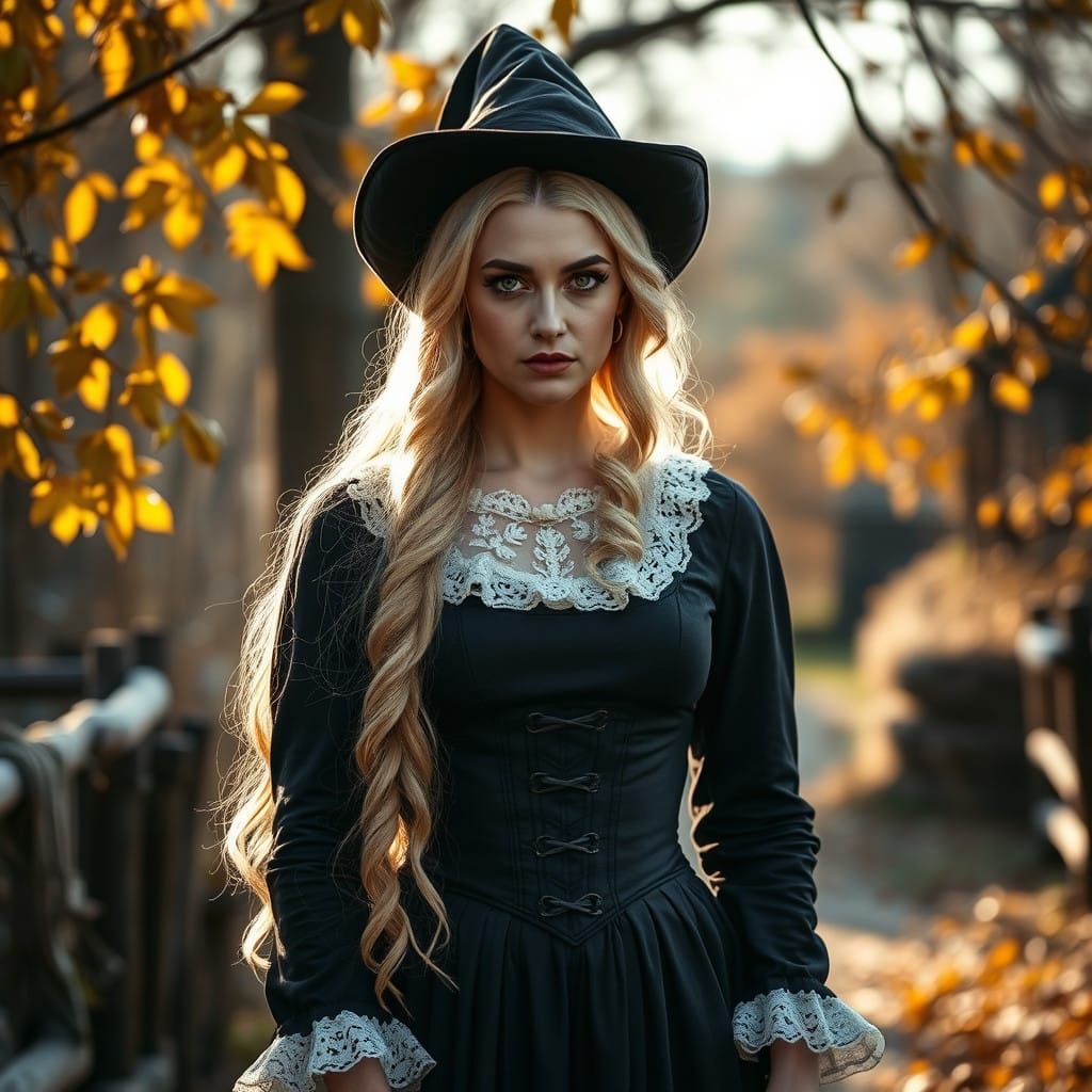 Witch Sarah Sanderson in Salem 1690s Attire