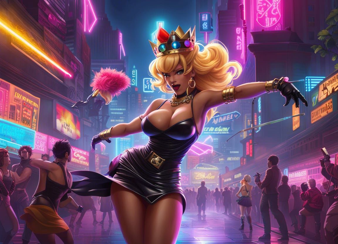 Cyberpunk Disco Queen in Epic Splash Art