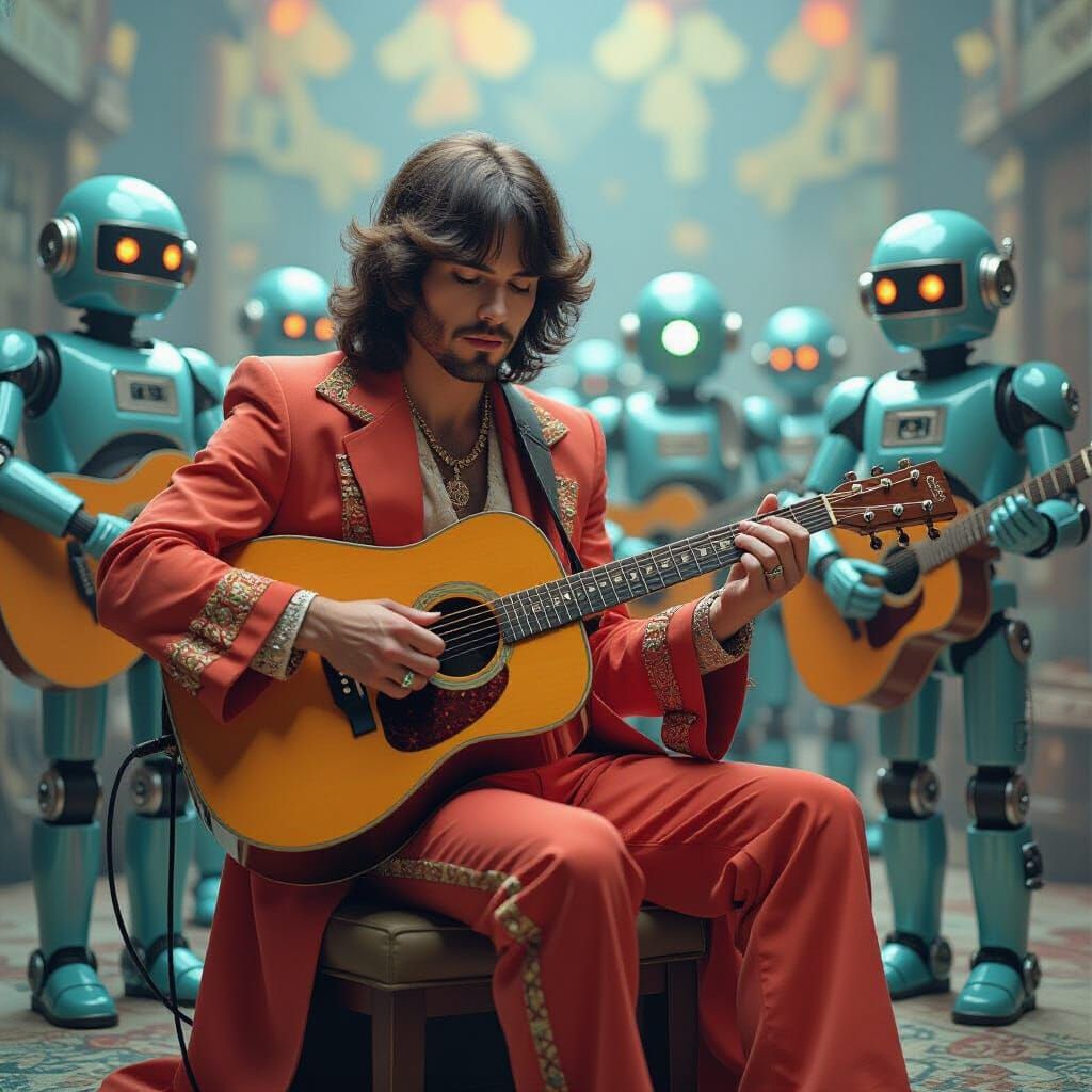 Psychedelic Folk Band with Robots and Guitar